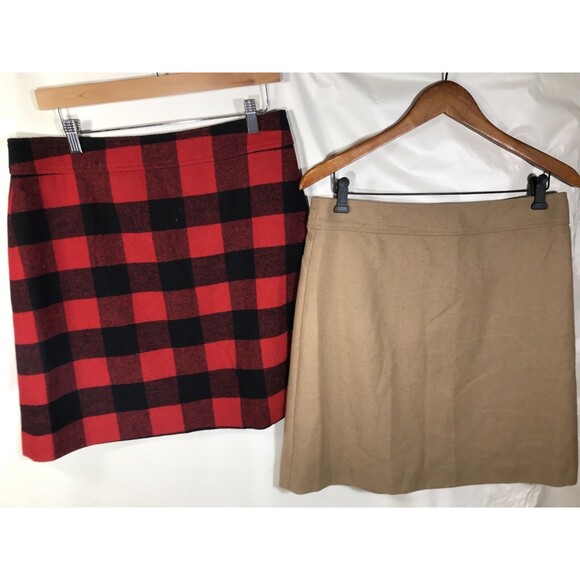 Talbots Black Red Plaid And Tan Wool Blend Pencil Skirt Size 10 - Picture 1 of 9